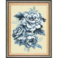 NJ30 Чарівниця Набір для вишивки друкованим хрестиком - Півонії 30x40 см (схема на канві)
