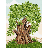 NJ31 Чарівниця Набір для вишивки друкованим хрестиком - Сторічний дуб 30x40 см (схема на канві)