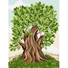 NJ31 Чарівниця Набір для вишивки друкованим хрестиком - Сторічний дуб 30x40 см (схема на канві)