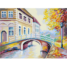 NJ32 Чарівниця Набір для вишивки друкованим хрестиком - Італійське місто 30x40 см (схема на канві)