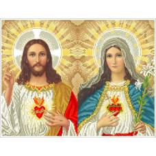 91 ВСІМ-02-схема Відкриті серця Ісуса і Марії. БС Солес. Схема на тканині для вишивання бісером