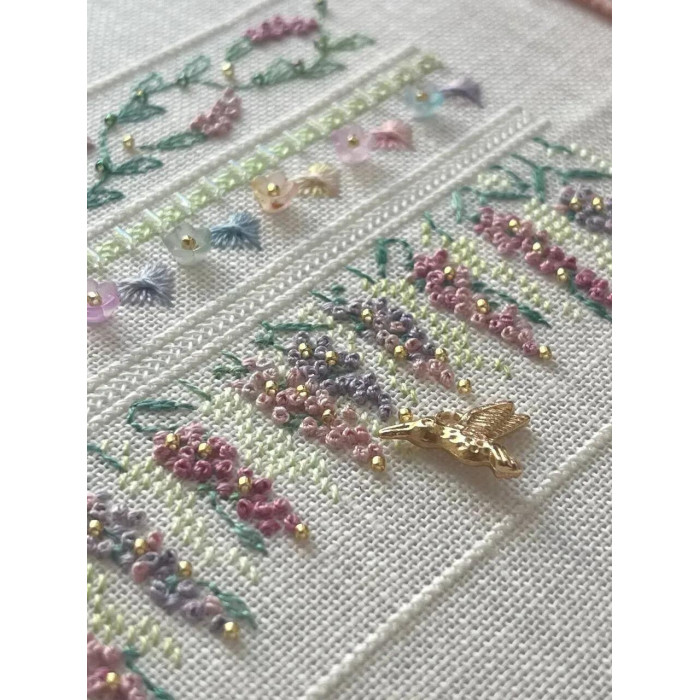 П-1 Леля Набір для вишивки декоративними стібками - Колібрі та гліцинія 20x30 см, Sotema Ecru 30ct