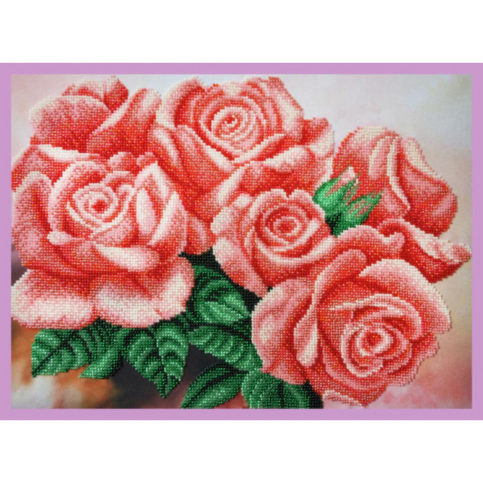 Р-293 Рожеві троянди. Картини бісером. Набір для вишивання бісером(Знятий з виробництва)