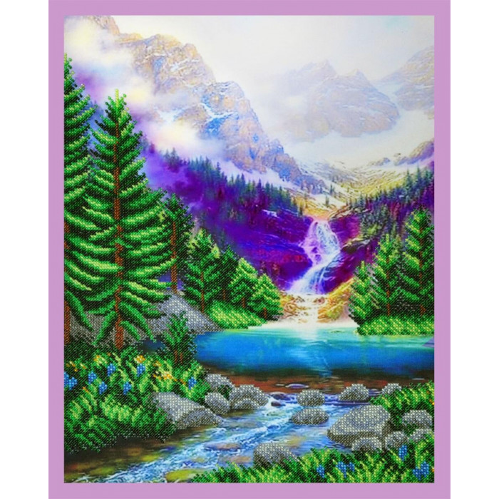 Р-297 Водоспад у горах. Картини бісером. Набір для вишивання бісером(Знятий з виробництва)