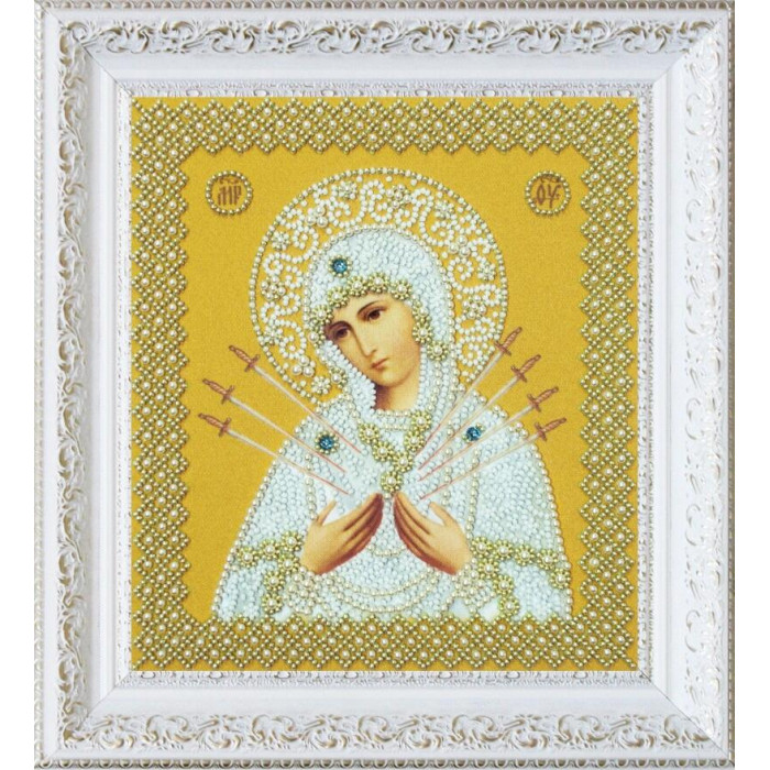 Р-327 Ікона Божої Матері Семистрельная (золото). Картини бісером. Набір для вишивання бісером