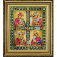 Р-429 Чотиричастинна Ікона Пресвятої Богородиці. Картини бісером. Набір для вишивання бісером