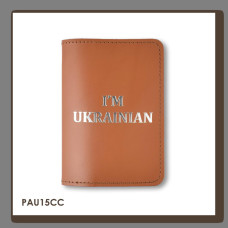 PAU15CC Babylon Обкладинка для паспорта I AM UKRAINIAN 10x14 см теракотова, срібне тиснення, шкіра