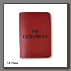 PAU2AA Babylon Обкладинка для паспорта I AM UKRAINIAN 10x14 см червона, чорне тиснення, шкіра
