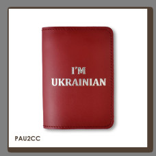 PAU2CC Babylon Обкладинка для паспорта I AM UKRAINIAN 10x14 см червона, срібне тиснення, шкіра