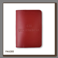 PAU2EE Babylon Обкладинка для паспорта I AM UKRAINIAN 10x14 см червона, чисте тиснення, шкіра