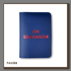 PAU5BB Babylon Обкладинка для паспорта I AM UKRAINIAN 10x14 см синя, червоне тиснення, шкіра