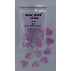 Паєтки №03 сердечка (блідо-рожеві) 14*14 мм 5 грам/уп. СпаркБидс (Spark Beads)