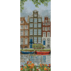 PCE0814 Anchor Набір для вишивки рахунковим хрестиком - Амстердамська вулиця Amsterdam Street Scene 32x14 см, Aida 16