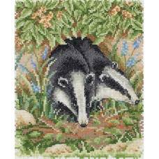 PCE596 Anchor Набір для вишивки рахунковим хрестиком - Борсуки Badgers Den 20x16 см, Aida 14