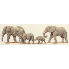 PCE732 Anchor Набір для вишивки рахунковим хрестиком - Слони на прогулянці Elephant Stroll 14x47 см, Aida 16