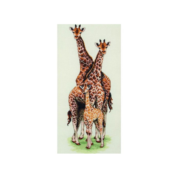 PCE740 Anchor Набір для вишивки рахунковим хрестиком - Сім'я жирафів Giraffe Family 47x14 см, Aida 16