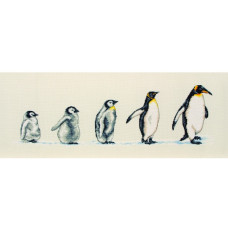 PCE751 Anchor Набір для вишивки рахунковим хрестиком - Пінгвіни в ряд Penguins in a row 14x47 см, Aida 16
