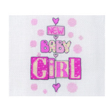 PCE752 Anchor Набір для вишивки рахунковим хрестиком - Новонароджений New Baby Girl 8x11 см, Aida 16