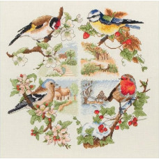 PCE880 Anchor Набір для вишивки рахунковим хрестиком - Птахи всіх сезонів Birds And Seasons 30x30 см, Aida 16