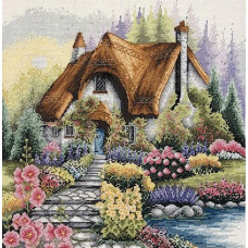 PCE922 Anchor Набір для вишивки рахунковим хрестиком - Котедж біля озера Lakeside Cottage 31x31 см, Aida 16