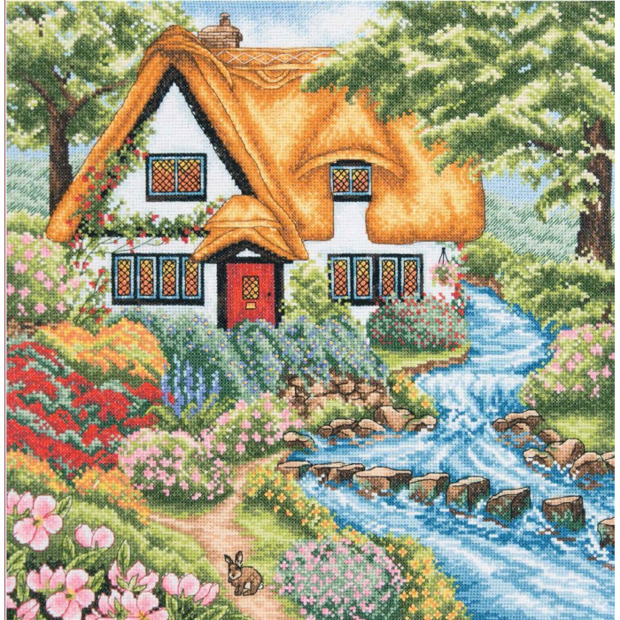 PCE959 Anchor Набір для вишивки рахунковим хрестиком - Котедж біля річки Cottage Stream 31x31 см, Aida 16