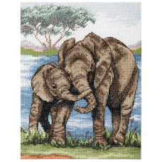 PCE963 Anchor Набір для вишивки рахунковим хрестиком - Слони Elephants 23x18 см, Aida 14