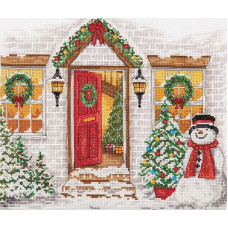 PCE968 Anchor Набір для вишивки рахунковим хрестиком - Різдвяний прийом Christmas Welcome 22x27 см, Aida 14