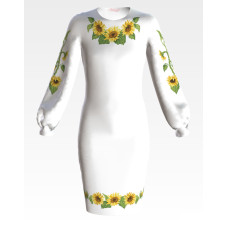 ПД021пБ40нн Барвиста вишиванка Заготовка для вишивки - Сукня для дівчинки 9-12 років, габардин, білий