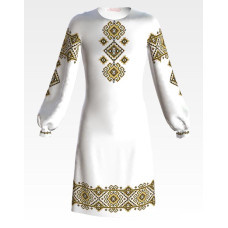 ПД022пБ40нн Барвиста вишиванка Заготовка для вишивки - Сукня для дівчинки 9-12 років, габардин, білий