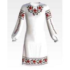 ПД024пБ40нн Барвиста вишиванка Заготовка для вишивки - Сукня для дівчинки 9-12 років, габардин, білий