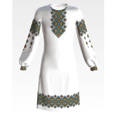 ПД081пБ40нн Барвиста вишиванка Заготовка для вишивки - Сукня для дівчинки 9-12 років, габардин, білий