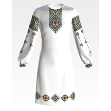 ПД084хБ40нн Барвиста вишиванка Заготовка для вишивки - Сукня для дівчинки 9-12 років, батист, білий