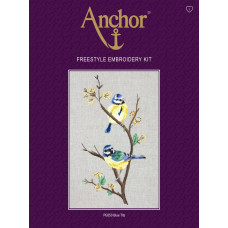 PE650 Anchor Набір для вишивки гладдю - Сині пташечки Blue Tits 36x17 см, рівномірка