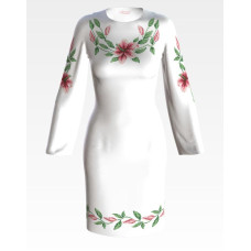 ПЛ002лБнннн Барвиста вишиванка Заготовка для вишивки - Сукня жіноча Лілеї р.42-54 льон, білий