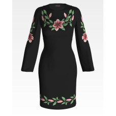 ПЛ002лЧнннн Барвиста вишиванка Заготовка для вишивки - Сукня жіноча Лілеї р.42-54 льон, чорний