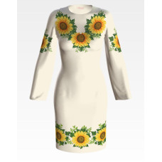 ПЛ012кМнннн Барвиста вишиванка Заготовка для вишивки - Сукня жіноча Соняхи р.42-54 атлас, бежевий