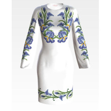 ПЛ015лМнннн Барвиста вишиванка Заготовка для вишивки - Сукня жіноча Іриси р.42-54 льон, бежевий