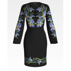 ПЛ015шЧнннн Барвиста вишиванка Заготовка для вишивки - Сукня жіноча Іриси р.42-54 шовк, чорний