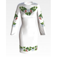 ПЛ016кБнннн Сукня жіноча, атлас-коттон, білий. Барвиста вишиванка. Заготовка для вишивки бісером