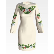 ПЛ016кМнннн Барвиста вишиванка Заготовка для вишивки - Сукня жіноча Цвіт калини р.42-54 атлас, бежевий