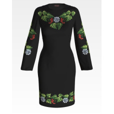 ПЛ016лЧнннн Барвиста вишиванка Заготовка для вишивки - Сукня жіноча Цвіт калини р.42-54 льон, чорний