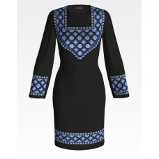 ПЛ032лЧнннн Барвиста вишиванка Заготовка для вишивки - Сукня жіноча Ніжність р.42-54 льон, чорний