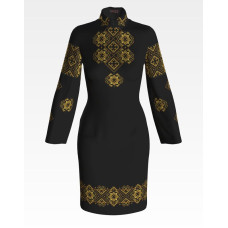 ПЛ033шЧнннн Барвиста вишиванка Заготовка для вишивки - Сукня жіноча Кучерява безмежність р.42-54 шовк, чорний