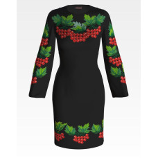 ПЛ037лЧнннн Барвиста вишиванка Заготовка для вишивки - Сукня жіноча Калина р.42-54 льон, чорний