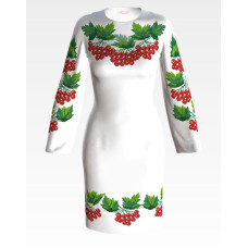 ПЛ037пБнннн Барвиста вишиванка Заготовка для вишивки - Сукня жіноча Калина р.42-54 габардин, білий