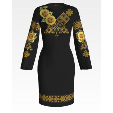 ПЛ038шЧнннн Барвиста вишиванка Заготовка для вишивки - Сукня жіноча Сонячна р.42-54 шовк, чорний