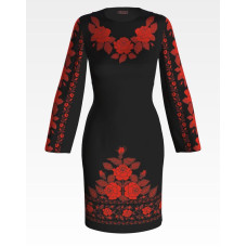 ПЛ043шЧнннн Барвиста вишиванка Заготовка для вишивки - Сукня жіноча Весільні пари р.42-54 шовк, чорний