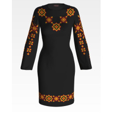 ПЛ045лЧнннн Барвиста вишиванка Заготовка для вишивки - Сукня жіноча Намисто р.42-54 льон, чорний