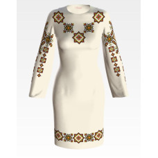 ПЛ045лМнннн Барвиста вишиванка Заготовка для вишивки - Сукня жіноча Намисто р.42-54 льон, бежевий