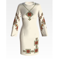 ПЛ047кМнннн Барвиста вишиванка Заготовка для вишивки - Сукня жіноча Весняна р.42-54 атлас, бежевий